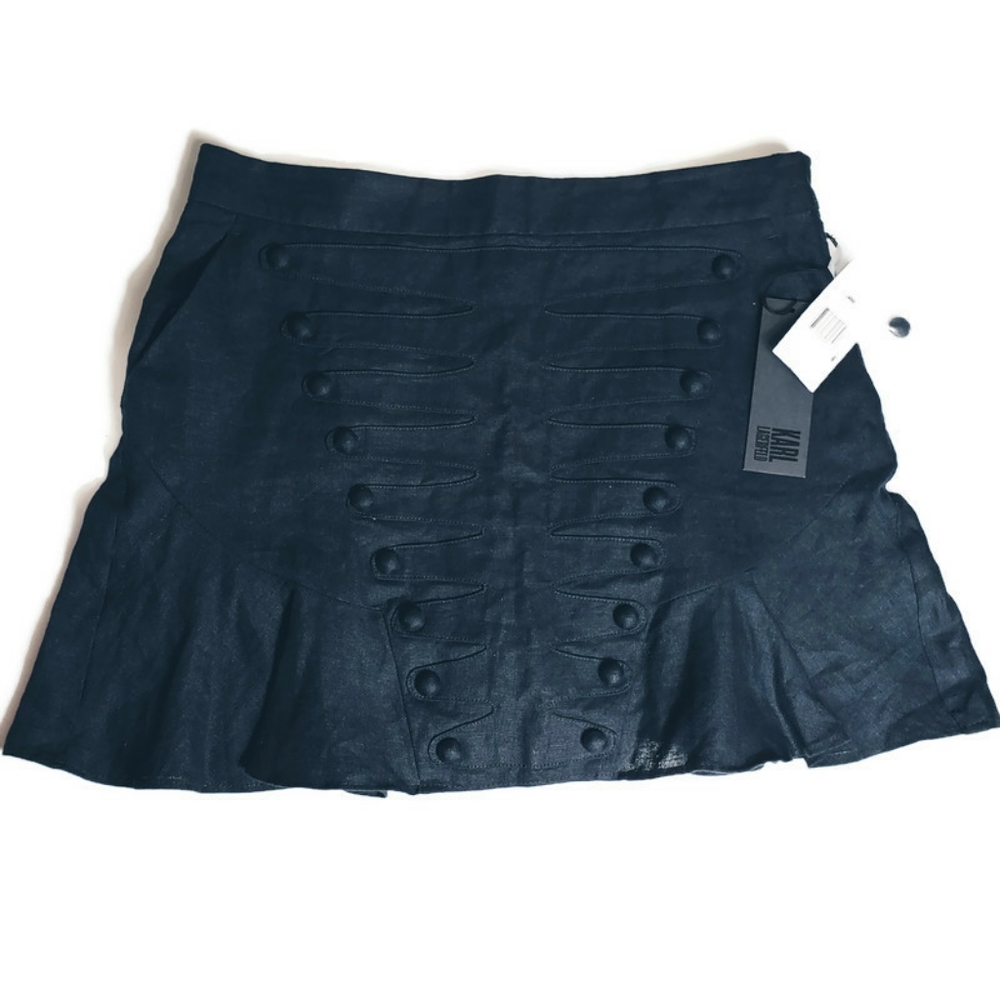 NWT Karl Lagerfeld Lagenlook Linen Pleated Skirt